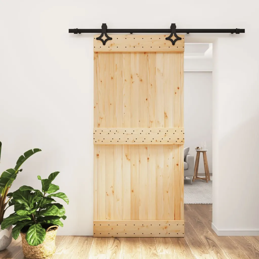 vidaXL Porta Scorrevole con Set Hardware 95x210 cm Legno Massello Pino