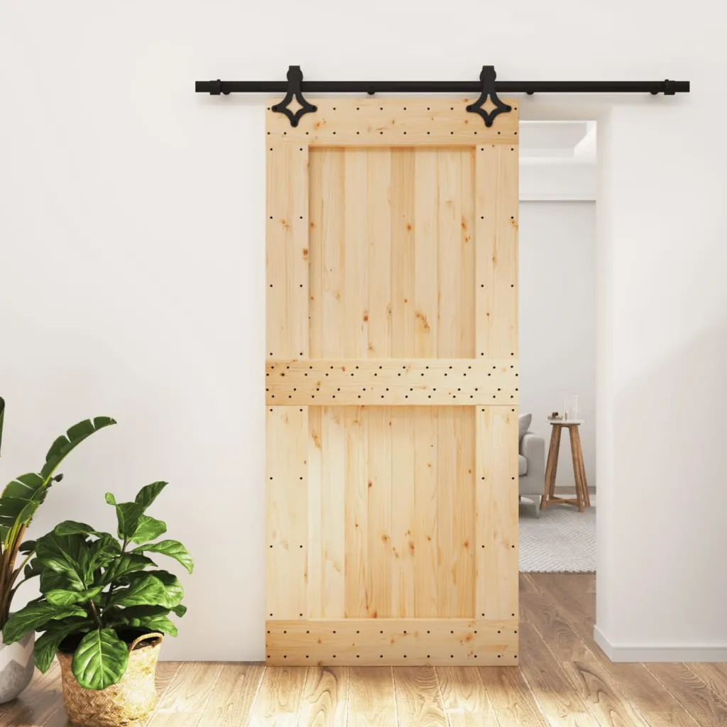 vidaXL Porta Scorrevole con Set Hardware 95x210 cm Legno Massello Pino