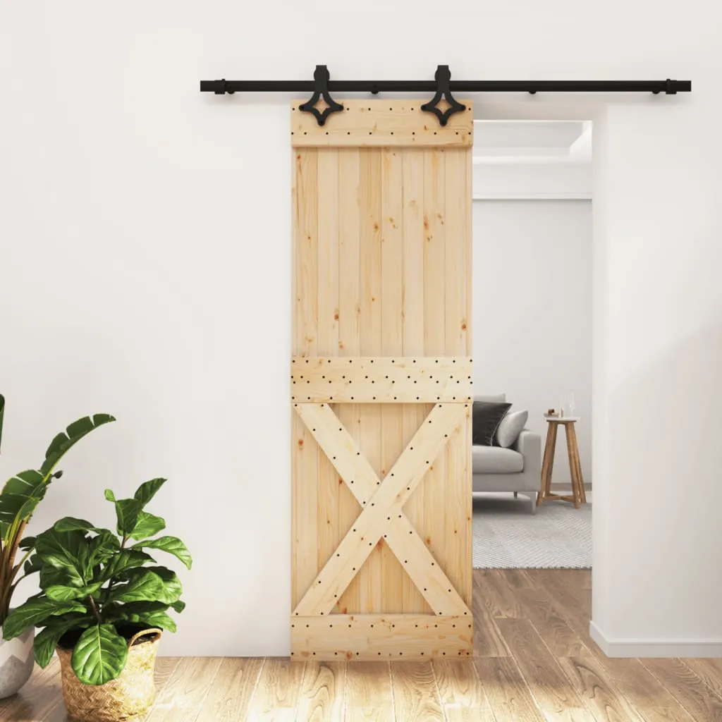 vidaXL Porta Scorrevole con Set Hardware 70x210 cm Legno Massello Pino