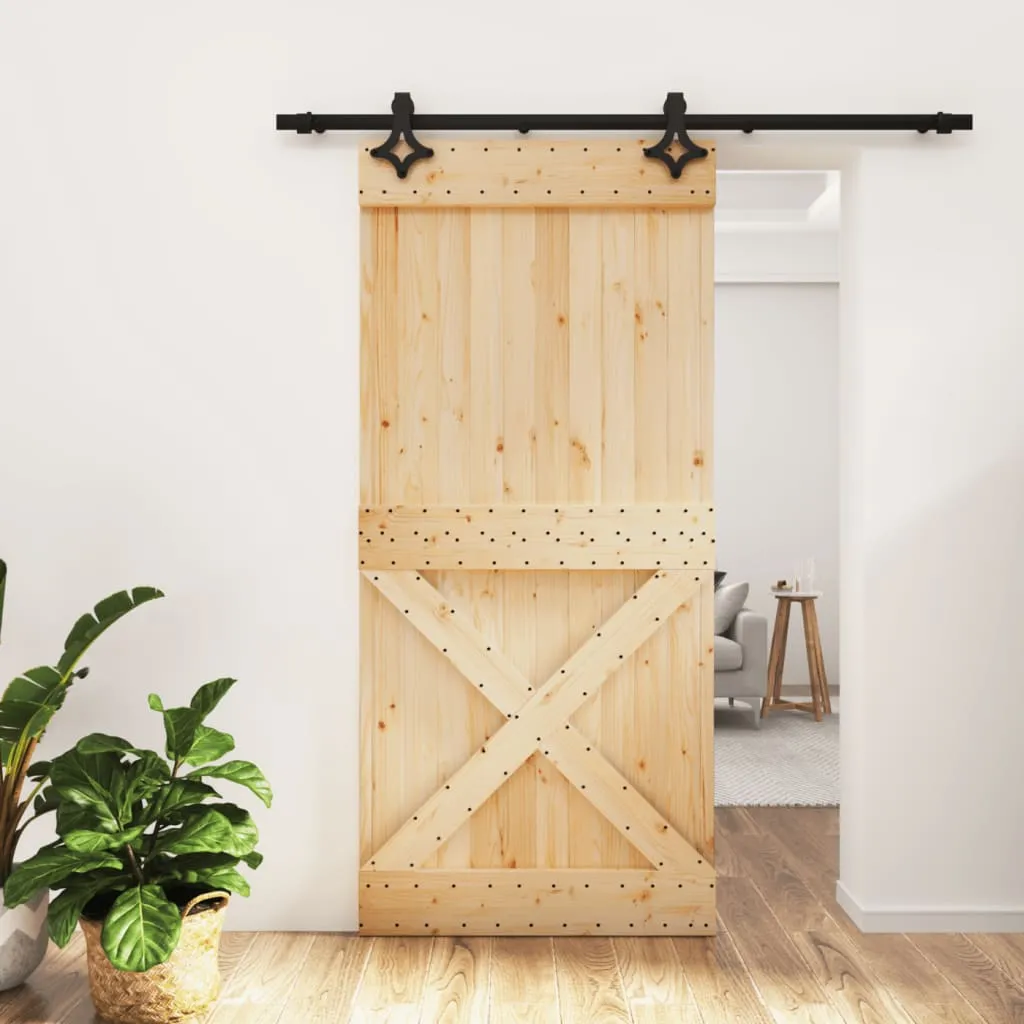 vidaXL Porta Scorrevole con Set Hardware 95x210 cm Legno Massello Pino