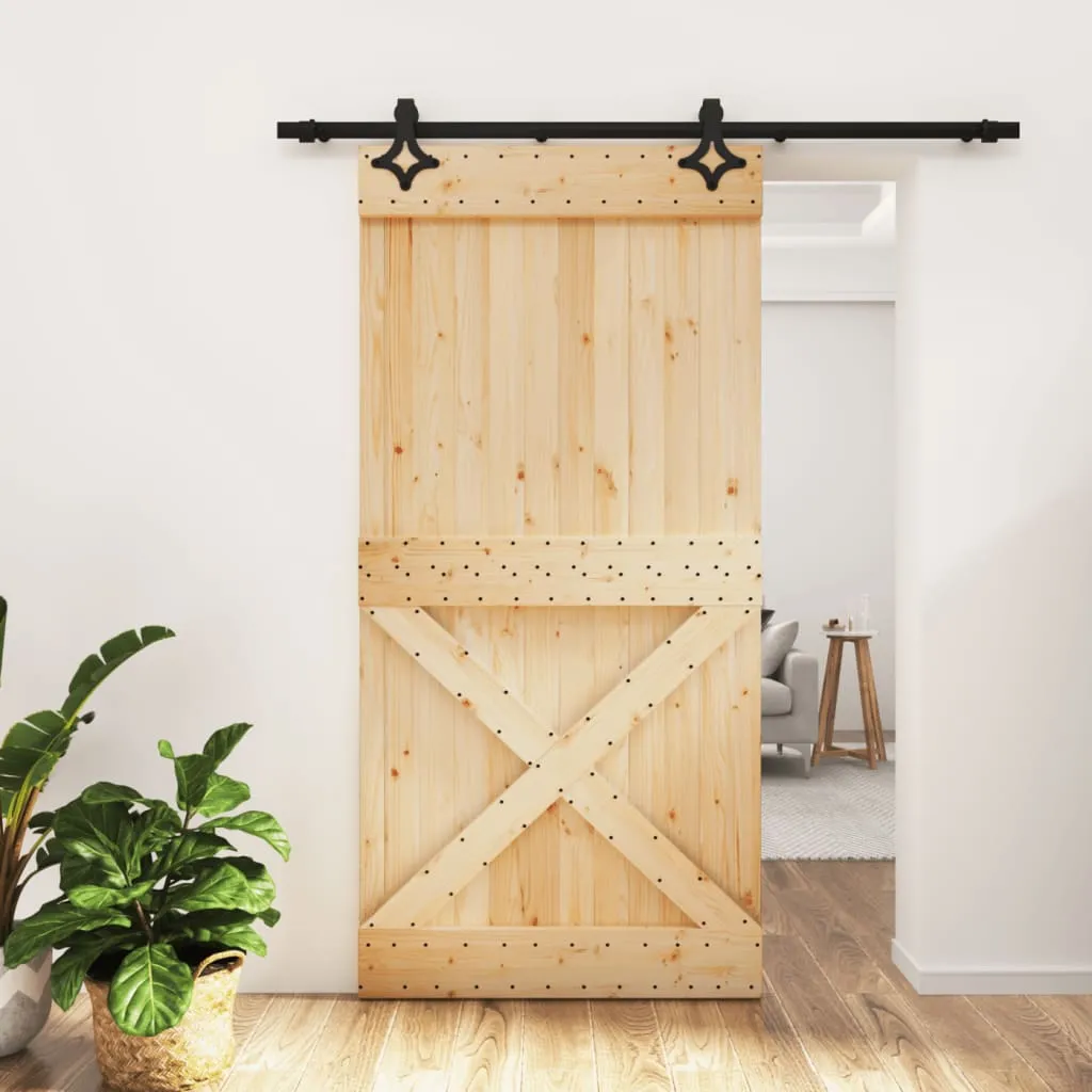 vidaXL Porta Scorrevole con Set Hardware 100x210cm Legno Massello Pino