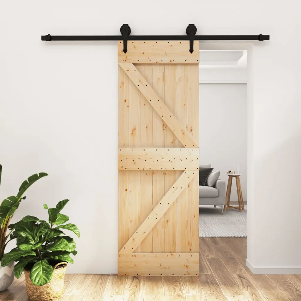 vidaXL Porta Scorrevole con Set Hardware 70x210 cm Legno Massello Pino