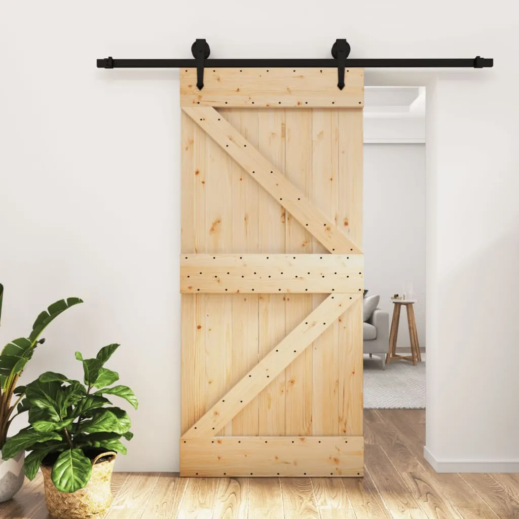 vidaXL Porta Scorrevole con Set Hardware 95x210 cm Legno Massello Pino