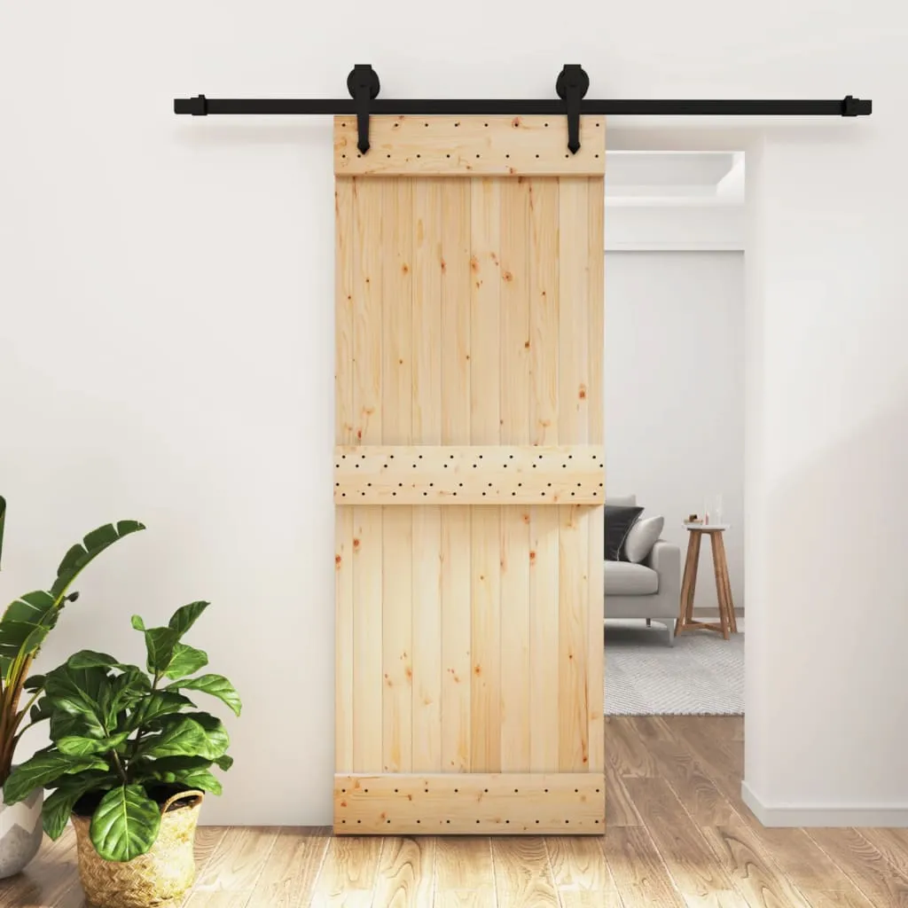 vidaXL Porta Scorrevole con Set Hardware 80x210 cm Legno Massello Pino