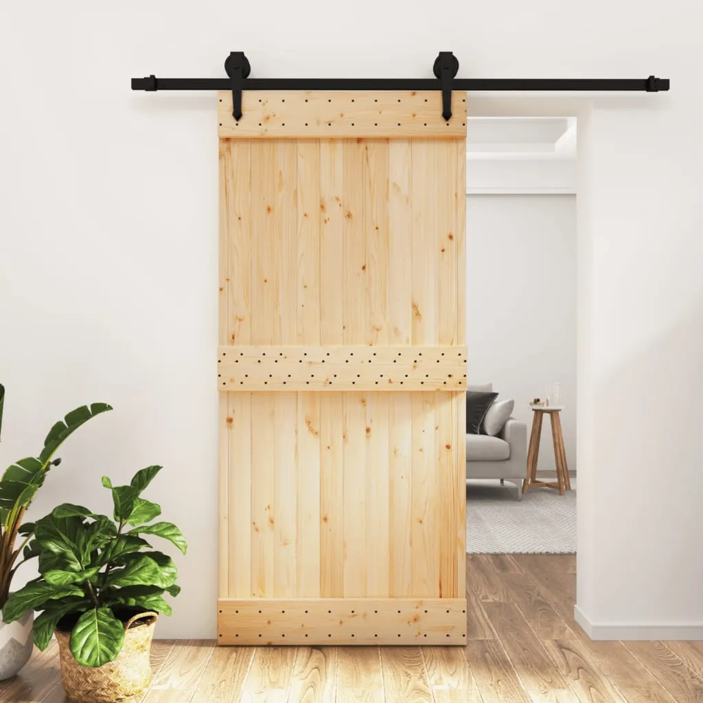 vidaXL Porta Scorrevole con Set Hardware 95x210 cm Legno Massello Pino