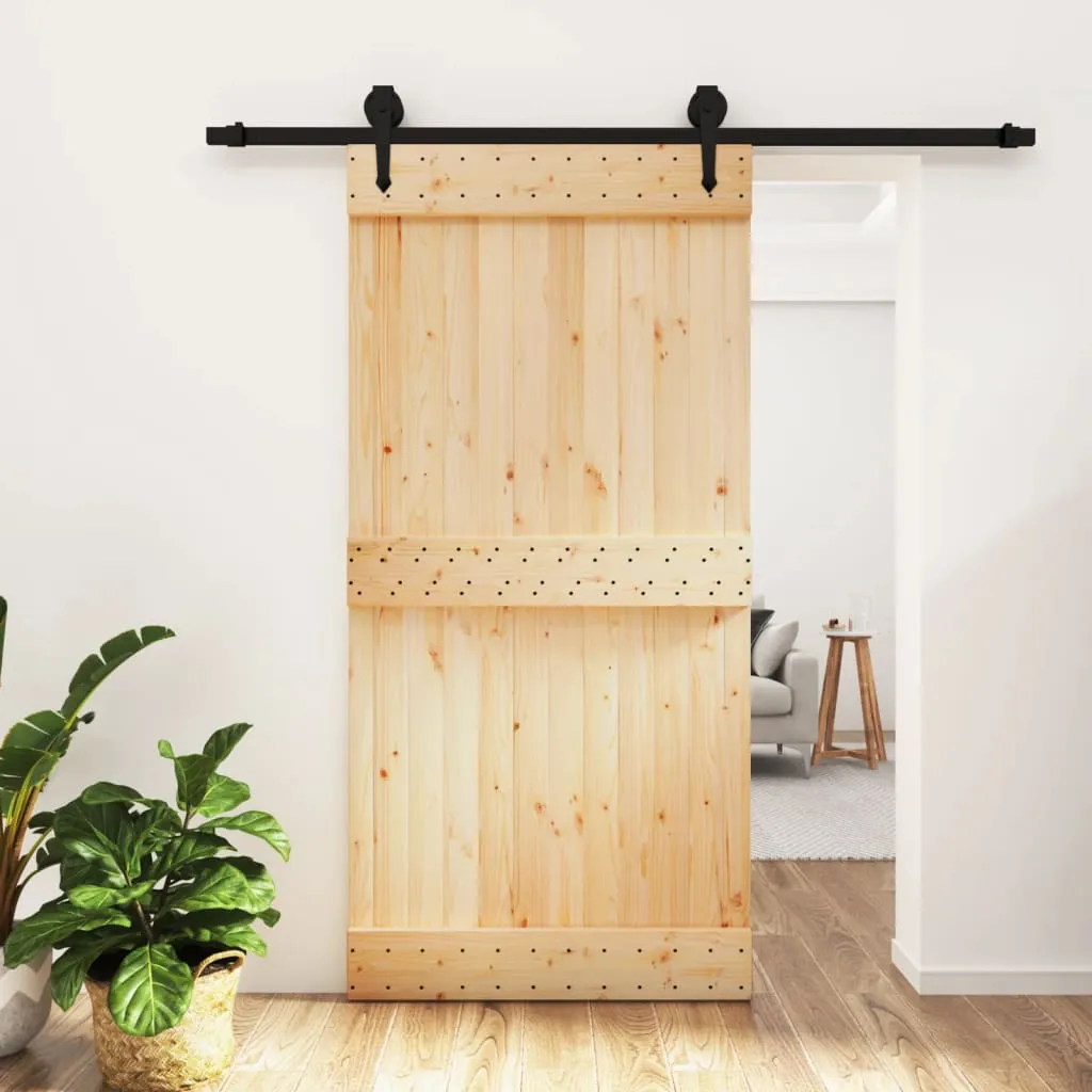 vidaXL Porta Scorrevole con Set Hardware 100x210cm Legno Massello Pino