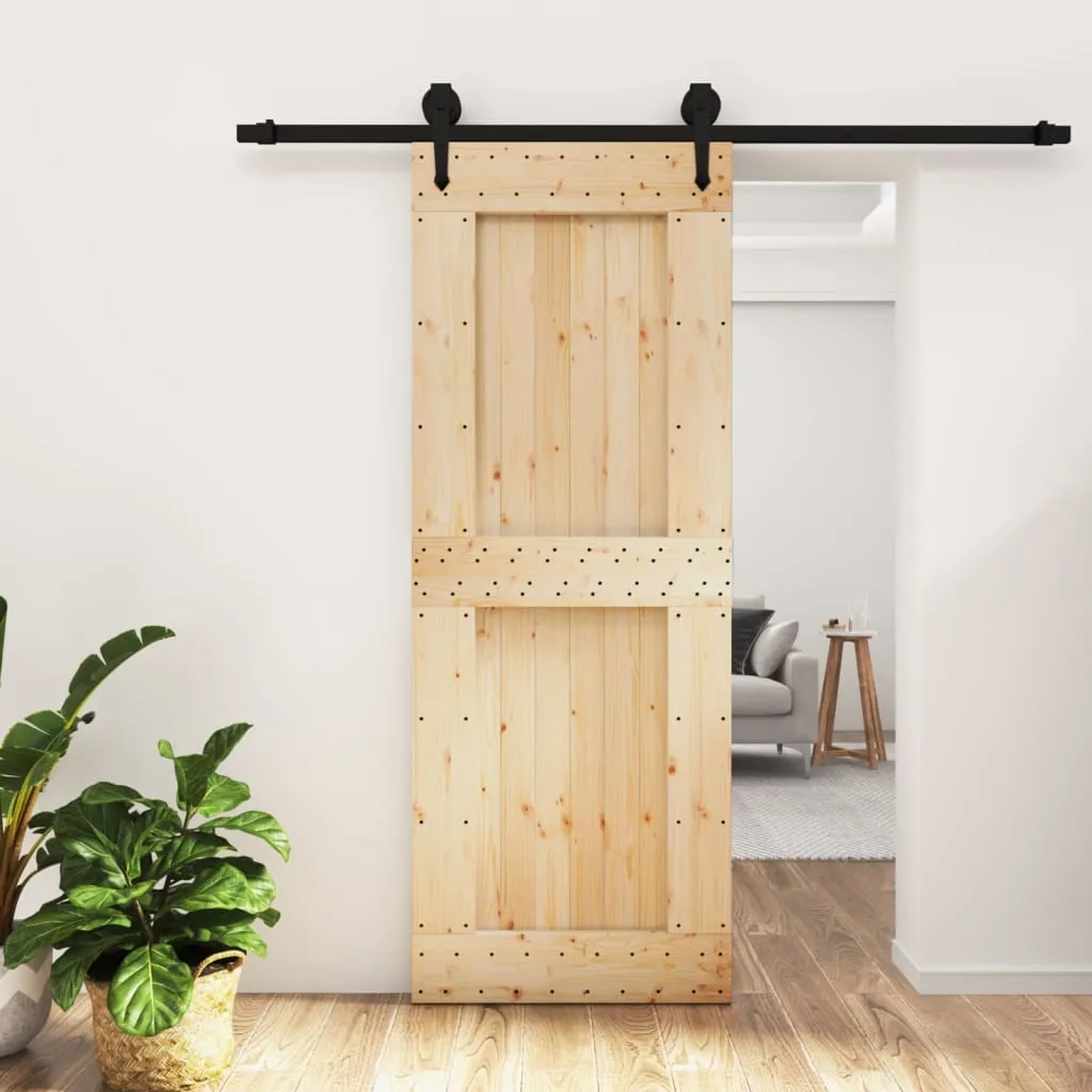 vidaXL Porta Scorrevole con Set Hardware 80x210 cm Legno Massello Pino