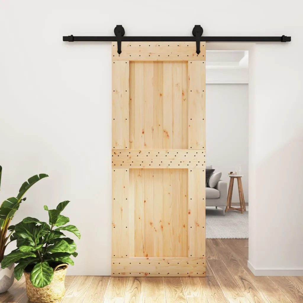 vidaXL Porta Scorrevole con Set Hardware 85x210 cm Legno Massello Pino