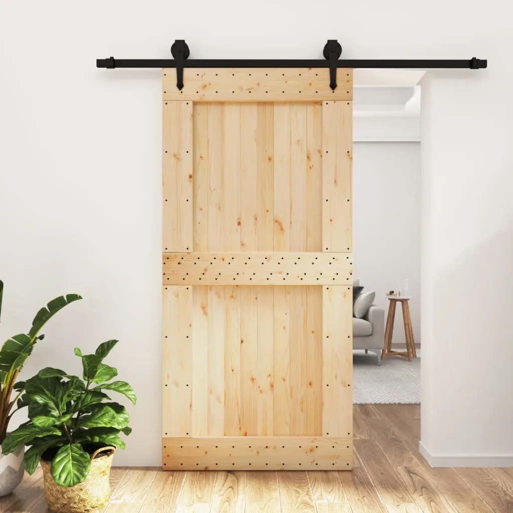 vidaXL Porta Scorrevole con Set Hardware 100x210cm Legno Massello Pino