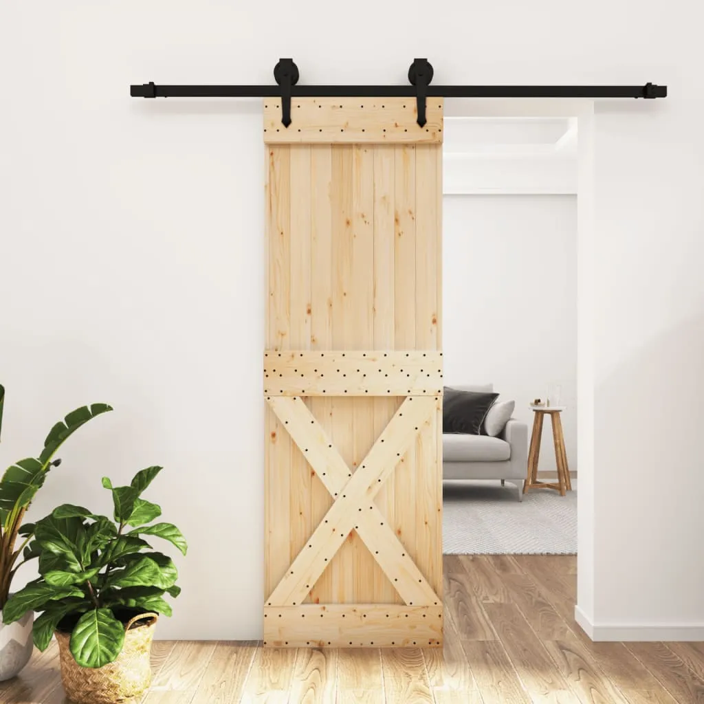 vidaXL Porta Scorrevole con Set Hardware 70x210 cm Legno Massello Pino