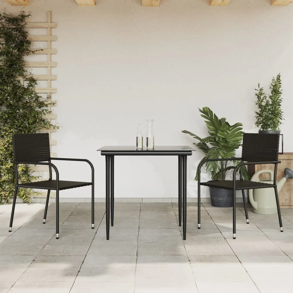 vidaXL Set da Pranzo da Giardino 3 pz in Polyrattan e Acciaio