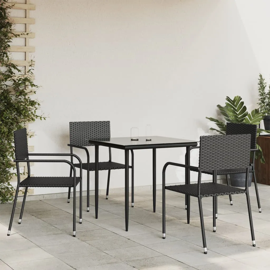 vidaXL Set da Pranzo da Giardino 5 pz Nero in Polyrattan e Acciaio