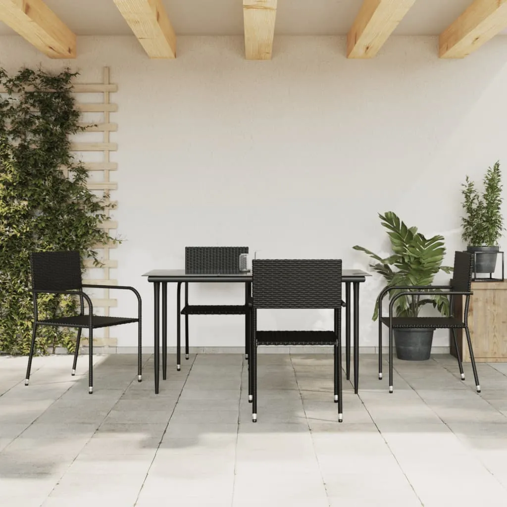 vidaXL Set da Pranzo da Giardino 5 pz Nero in Polyrattan e Acciaio