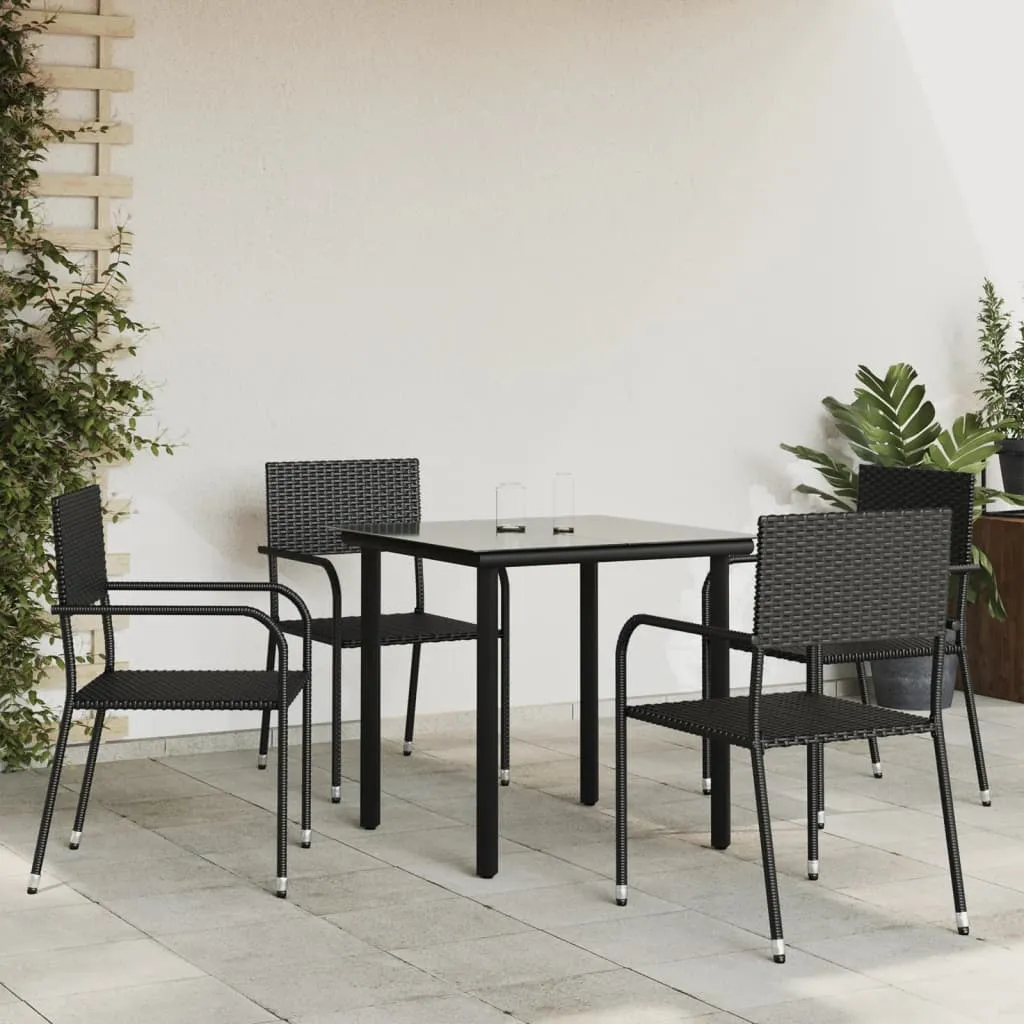 vidaXL Set da Pranzo da Giardino 5 pz Nero in Polyrattan e Acciaio