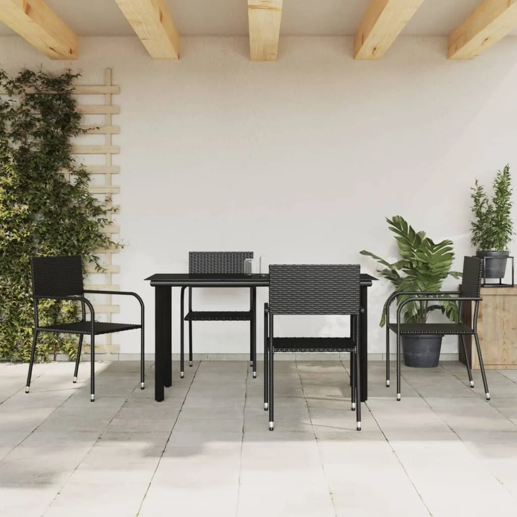 vidaXL Set da Pranzo da Giardino 5 pz Nero in Polyrattan e Acciaio