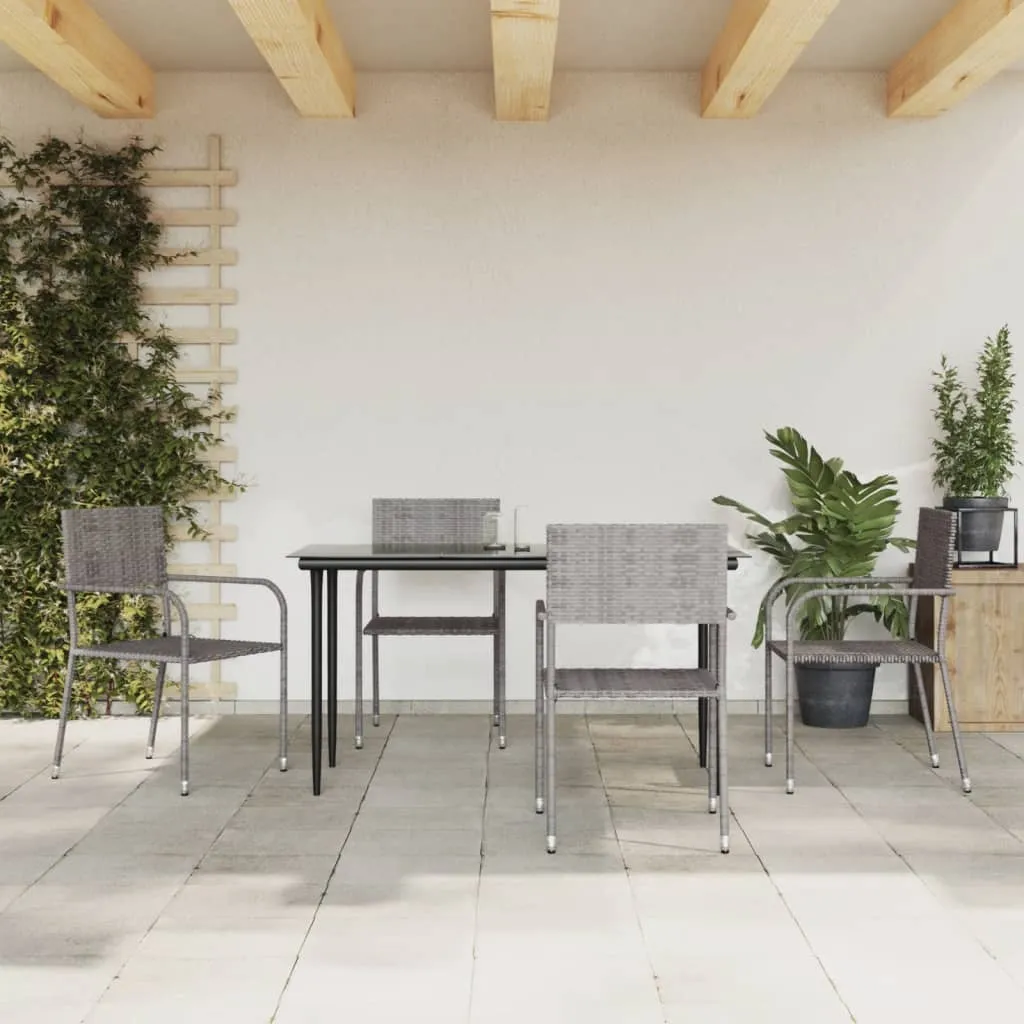 vidaXL Set da Pranzo da Giardino 5 pz Nero Grigio Polyrattan e Acciaio