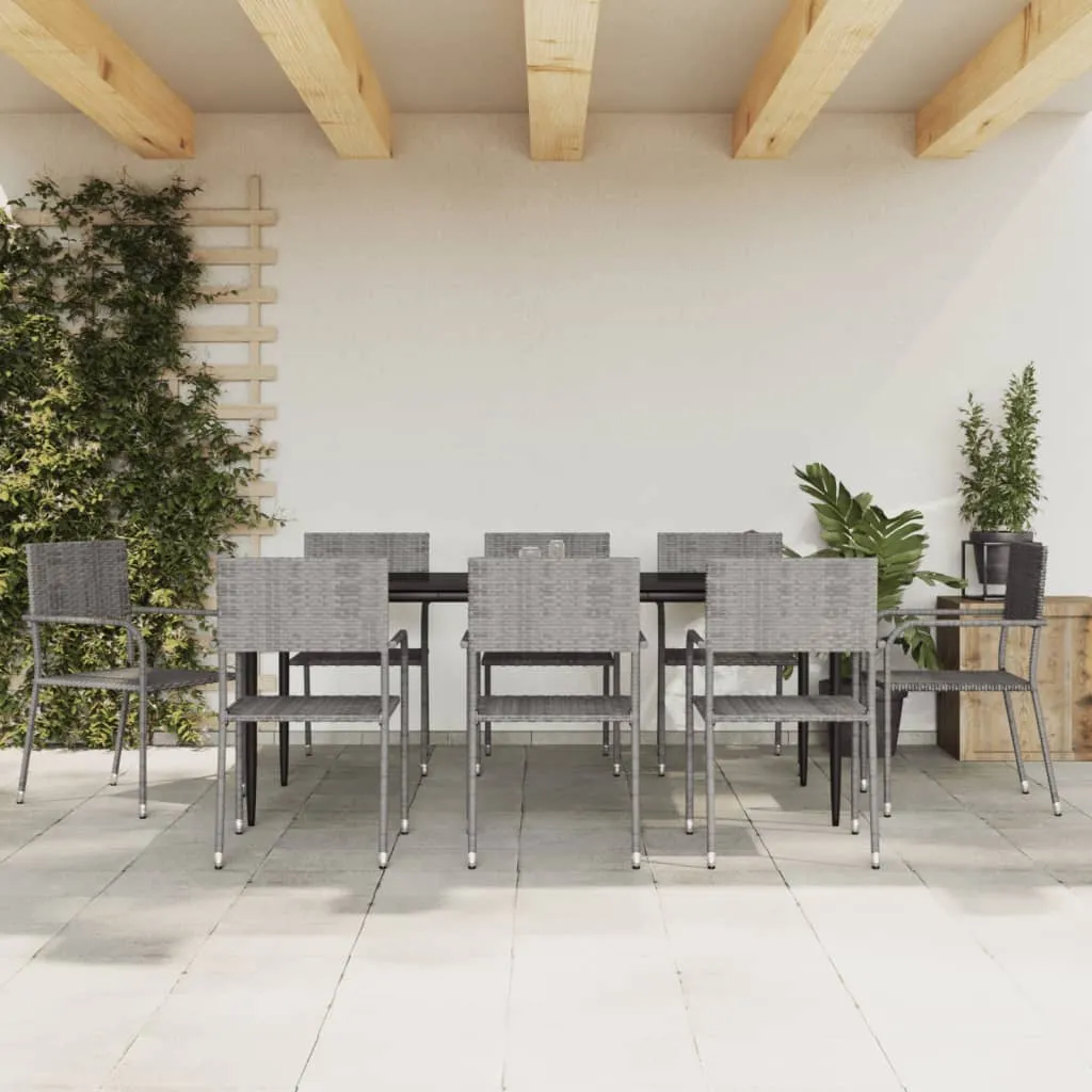 vidaXL Set da Pranzo da Giardino 9 pz Nero Grigio Polyrattan e Acciaio