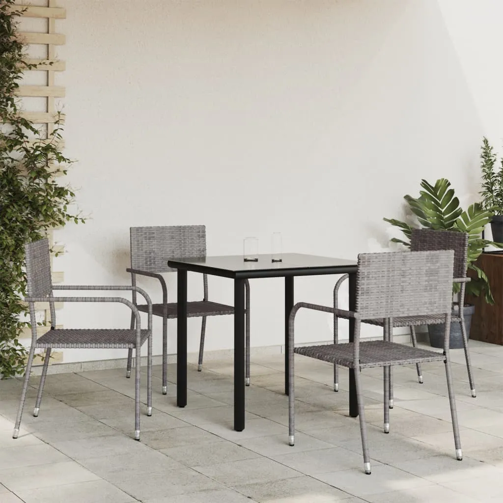 vidaXL Set da Pranzo da Giardino 5 pz Nero Grigio Polyrattan e Acciaio