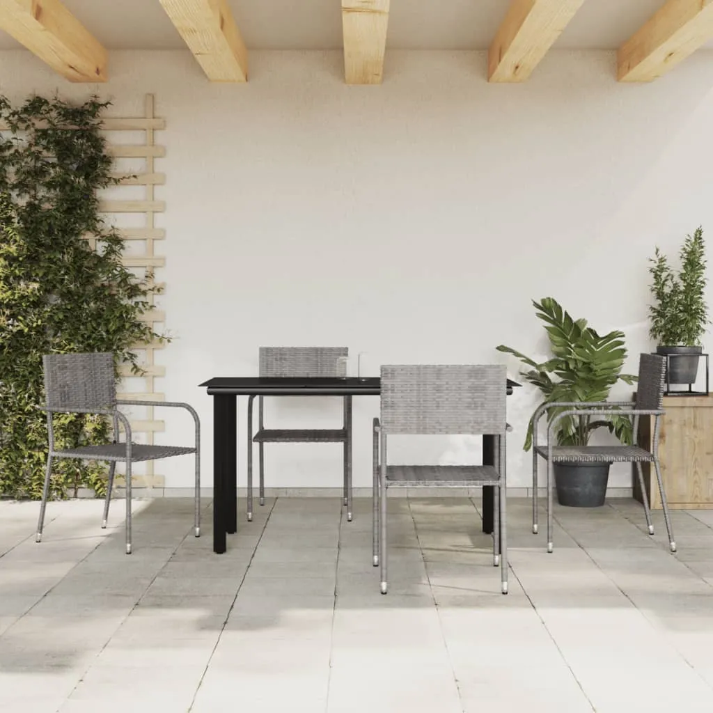 vidaXL Set da Pranzo da Giardino 5 pz Nero Grigio Polyrattan e Acciaio