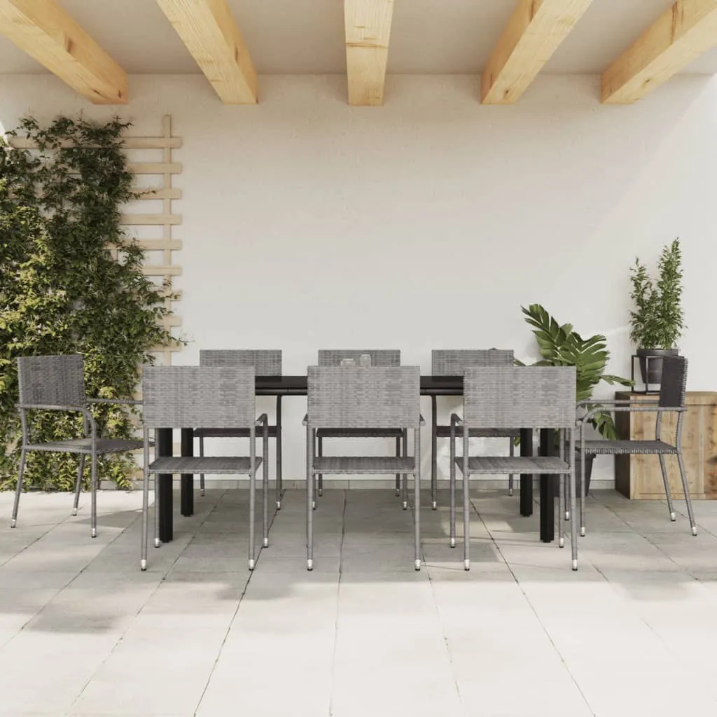 vidaXL Set da Pranzo da Giardino 9 pz Nero Grigio Polyrattan e Acciaio