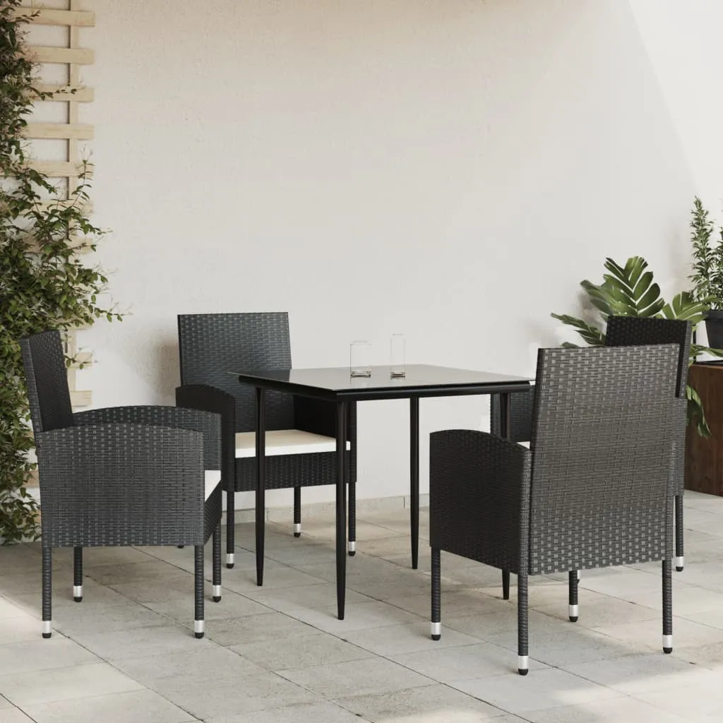 vidaXL Set da Pranzo da Giardino 5 pz Nero in Polyrattan e Acciaio