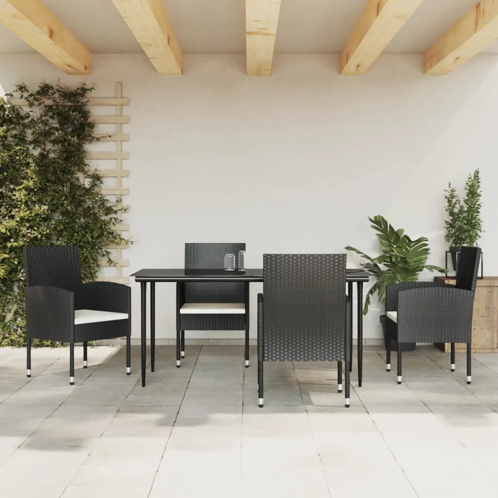 vidaXL Set da Pranzo da Giardino 5 pz Nero in Polyrattan e Acciaio