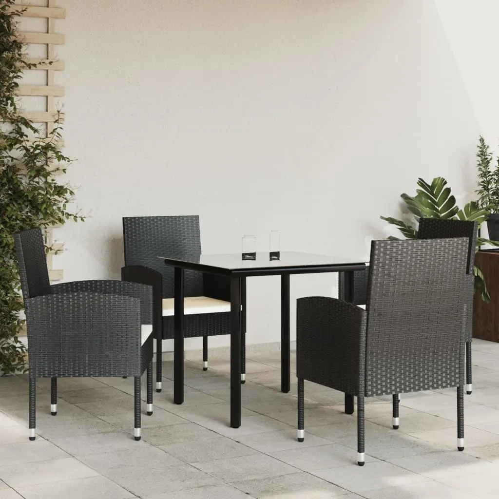 vidaXL Set da Pranzo da Giardino 5 pz Nero in Polyrattan e Acciaio