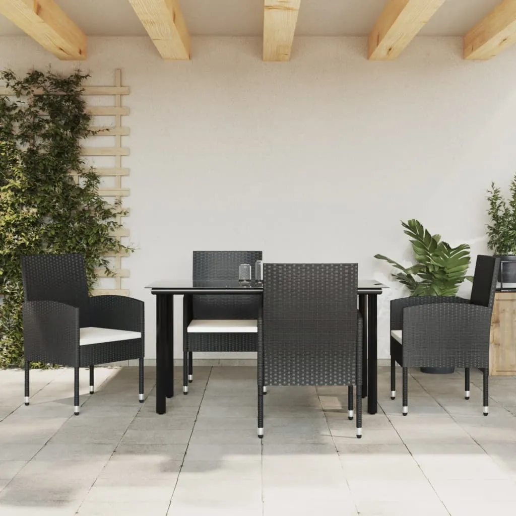 vidaXL Set da Pranzo da Giardino 5 pz Nero in Polyrattan e Acciaio