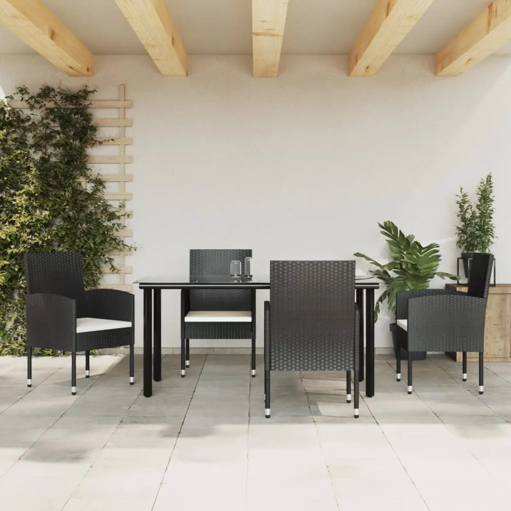 vidaXL Set da Pranzo da Giardino 5 pz Nero in Polyrattan e Acciaio