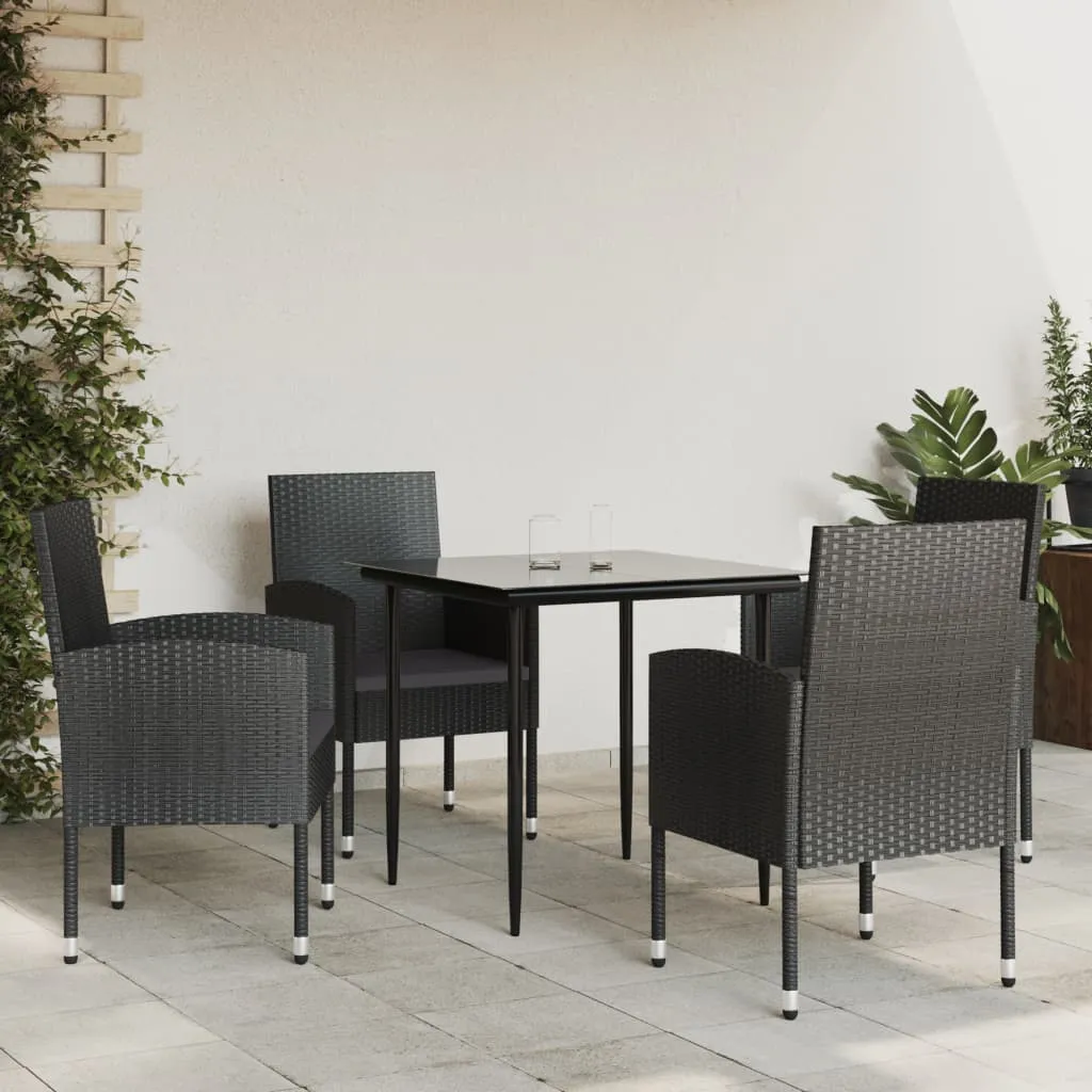 vidaXL Set da Pranzo da Giardino 5 pz Nero in Polyrattan e Acciaio