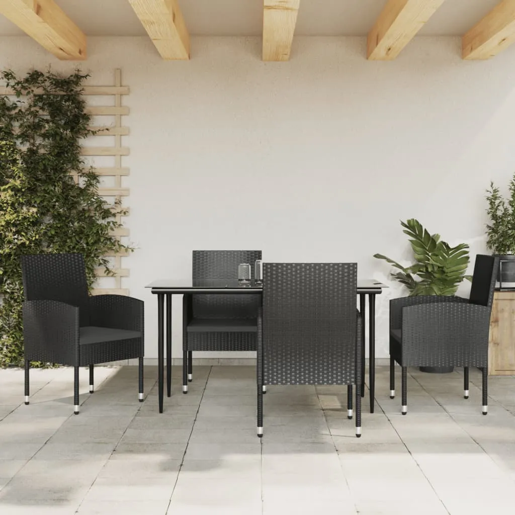 vidaXL Set da Pranzo da Giardino 5 pz Nero in Polyrattan e Acciaio