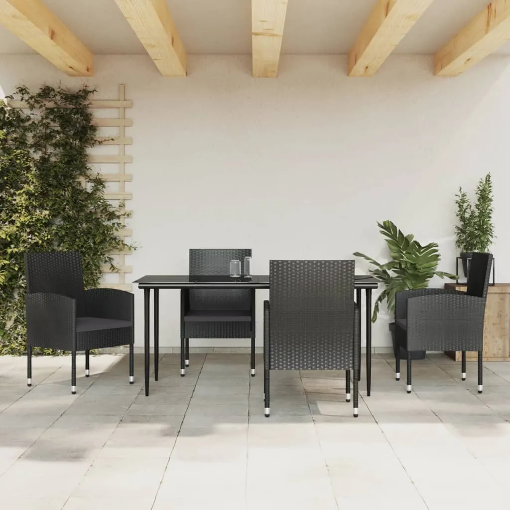 vidaXL Set da Pranzo da Giardino 5 pz Nero in Polyrattan e Acciaio