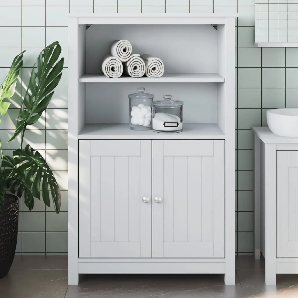 vidaXL Mobile da Bagno BERG Bianco 69,5x34x110 cm Legno Massello Pino