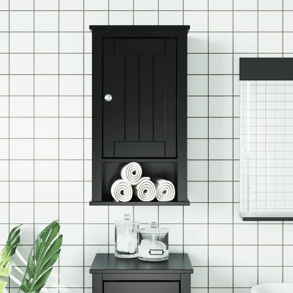 vidaXL Mobile da Bagno a Muro BERG Nero 40x27x71,5 cm Massello Pino