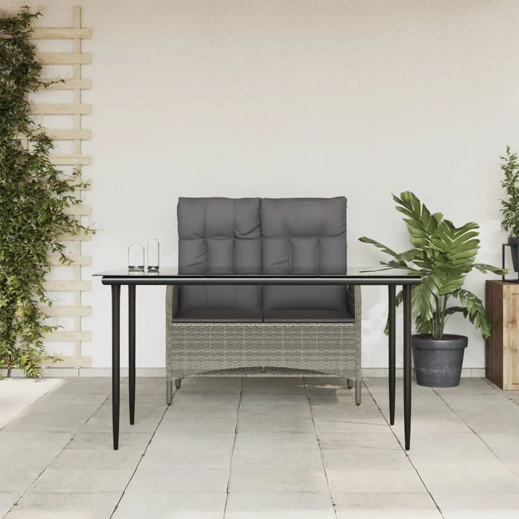 vidaXL Set da Pranzo da Giardino 2 pz con Cuscini in Polyrattan Grigio