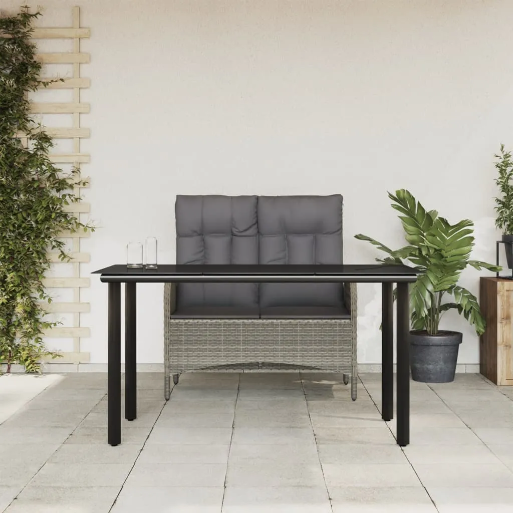 vidaXL Set da Pranzo da Giardino 2 pz con Cuscini in Polyrattan Grigio