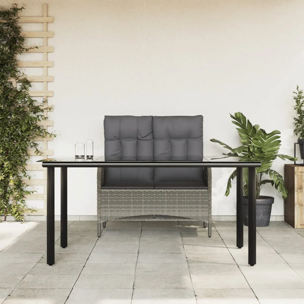 vidaXL Set da Pranzo da Giardino 2 pz con Cuscini in Polyrattan Grigio