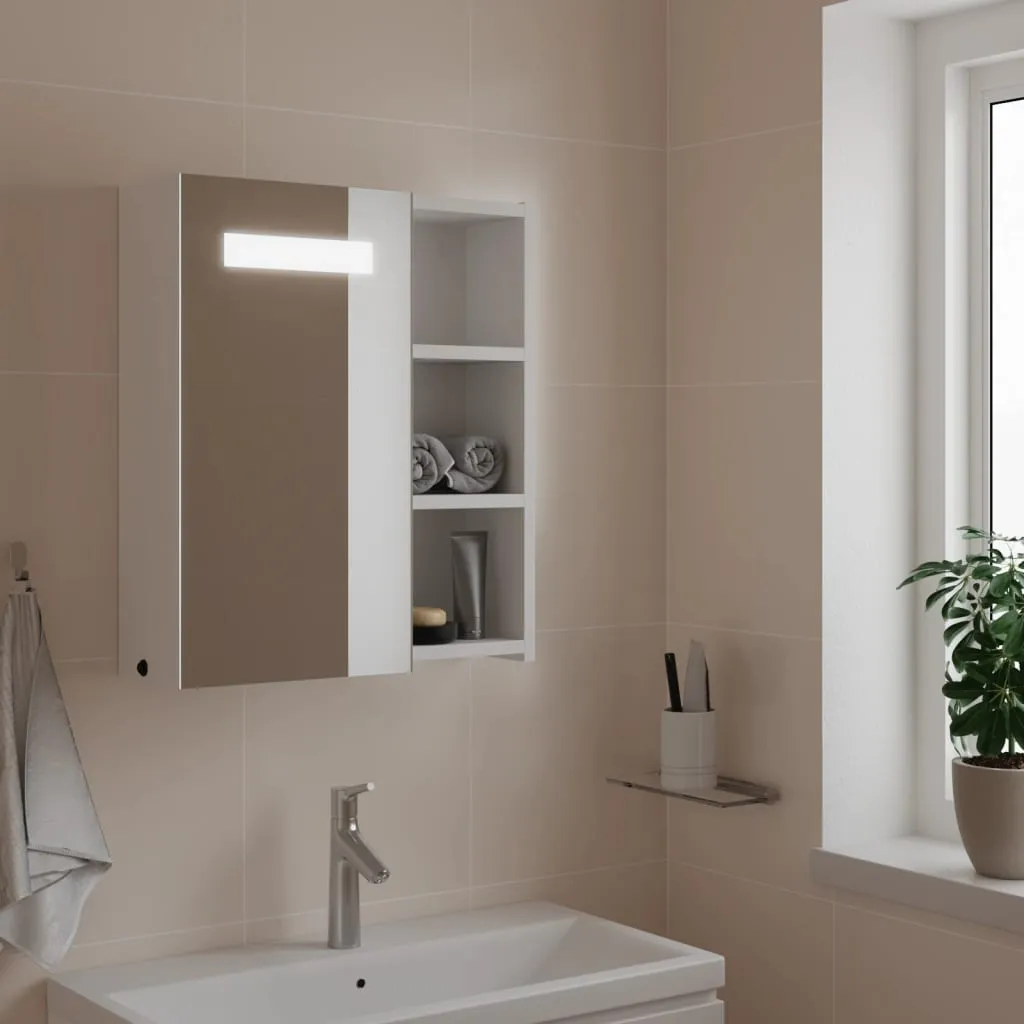 vidaXL Armadietto Bagno con Specchio e LED Bianco 45x13x52 cm