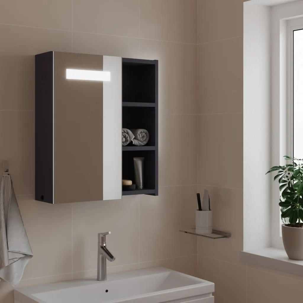 vidaXL Armadietto Bagno con Specchio e LED Grigio Chiaro 45x13x52 cm