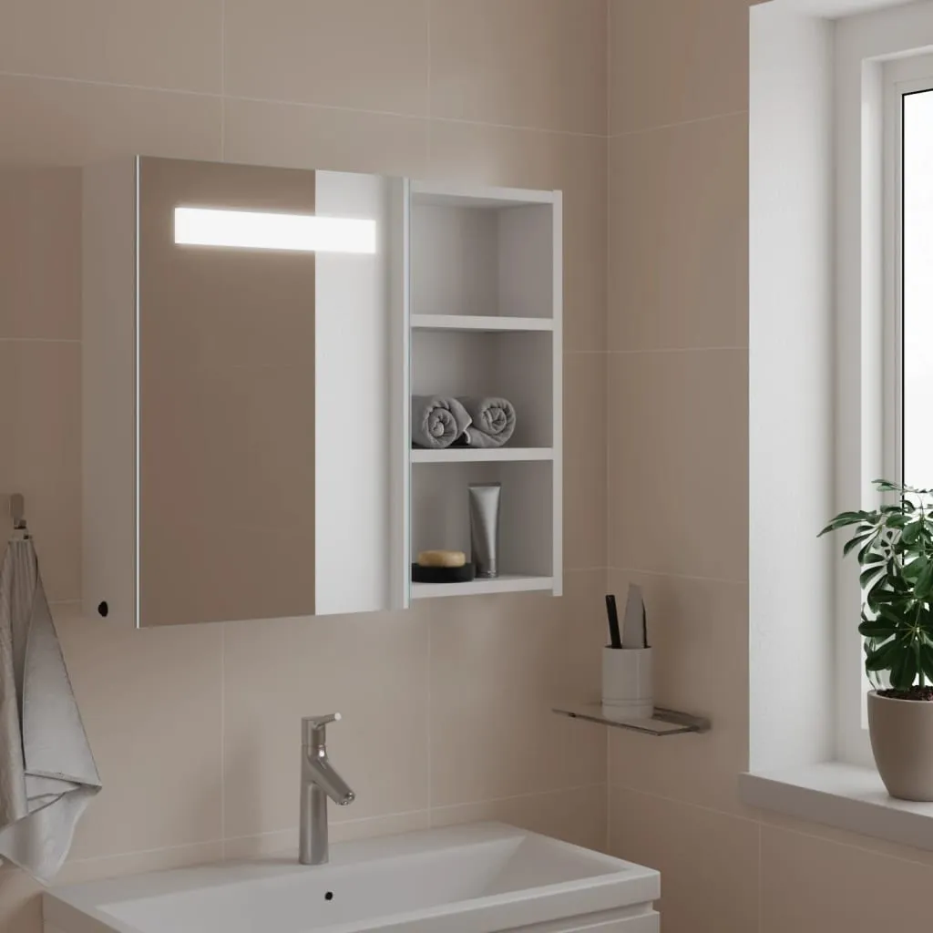 vidaXL Armadietto Bagno con Specchio e LED Bianco 60x13x52 cm