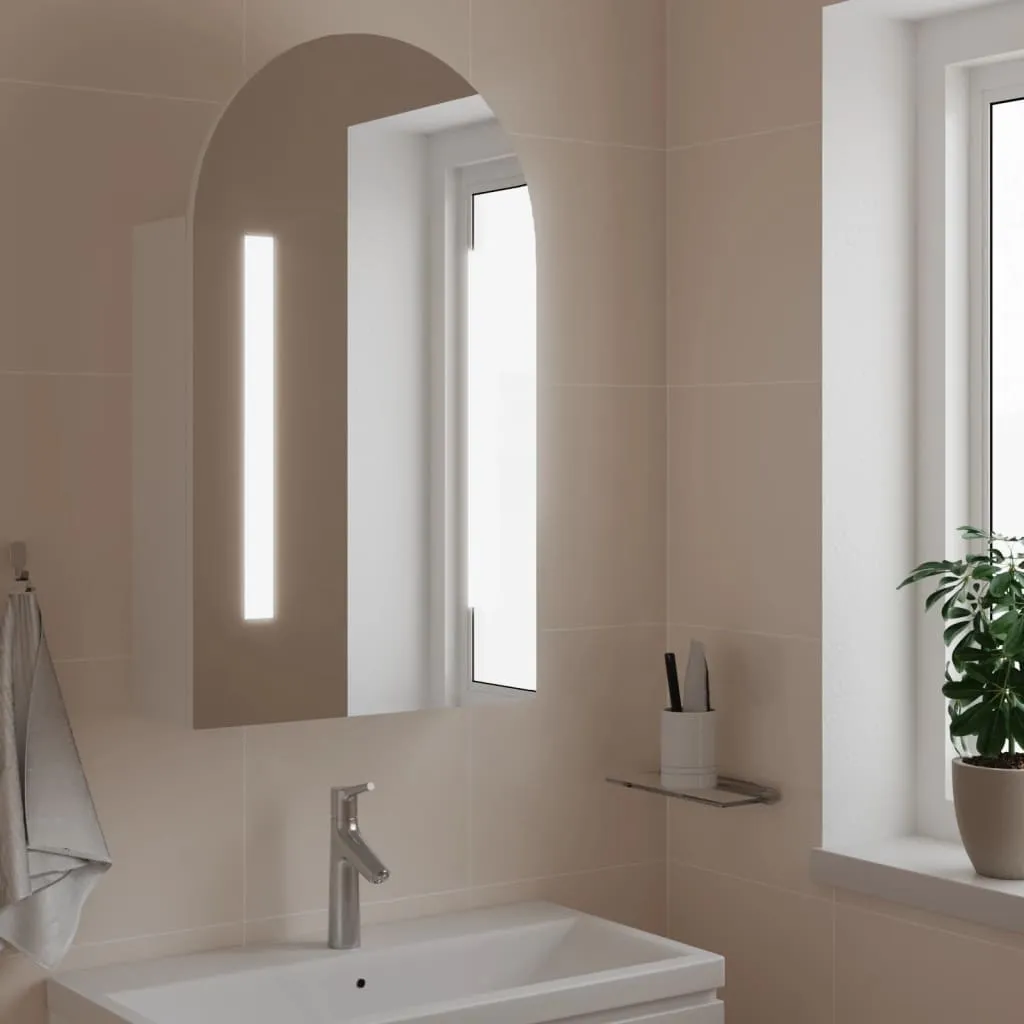 vidaXL Armadietto Bagno con Specchio e LED ad Arco Bianco 42x13x70 cm