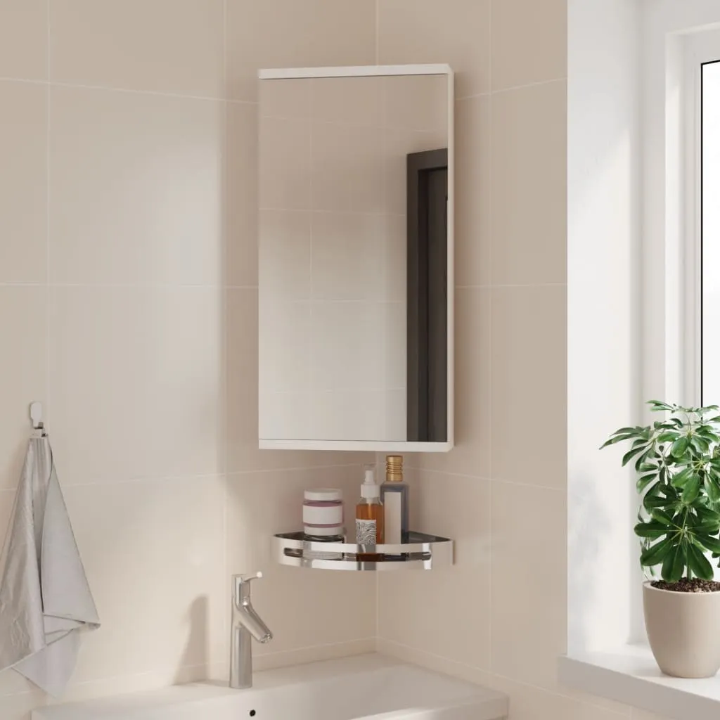 vidaXL Armadietto Angolare con Specchio da Bagno Bianco 30x24x60 cm