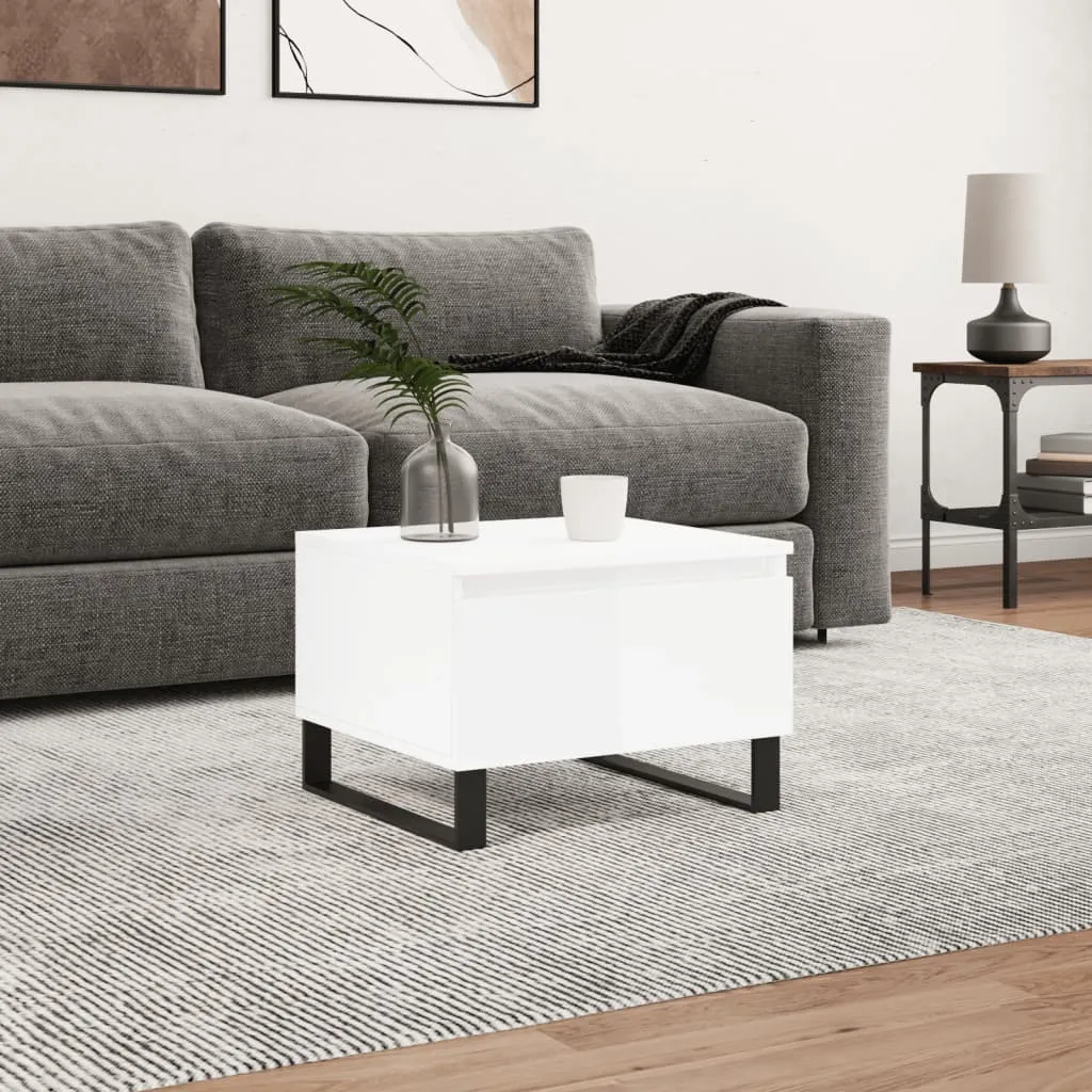 vidaXL Tavolino da Salotto Bianco Lucido 50x46x35 cm Legno Multistrato