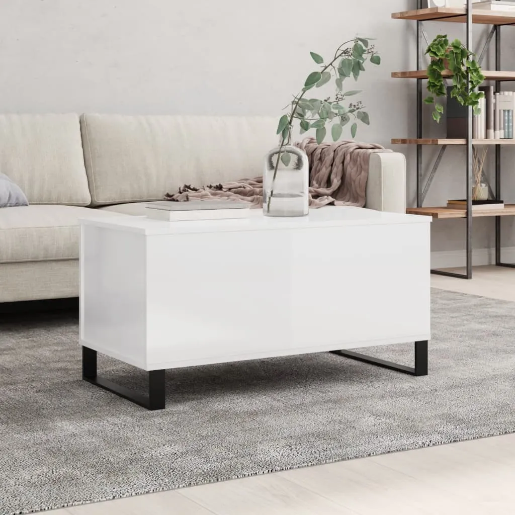 vidaXL Tavolino Salotto Bianco Lucido 90x44,5x45 cm Legno Multistrato