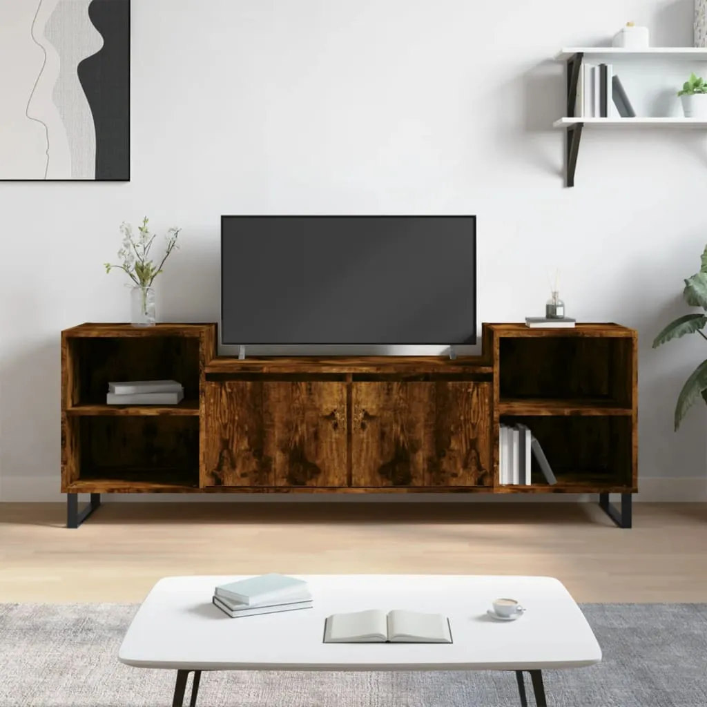 vidaXL Mobile TV Rovere Fumo 160x35x55 cm in Legno Multistrato