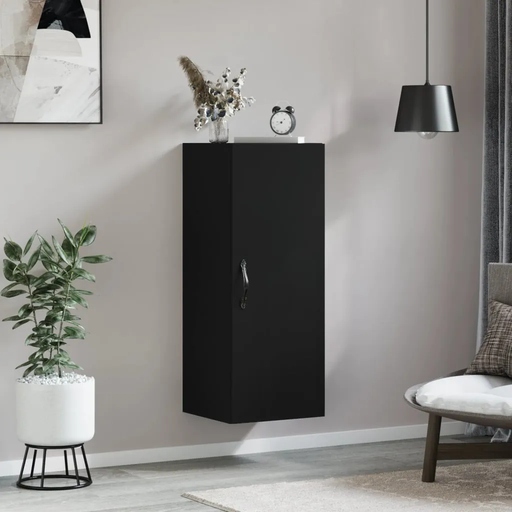 vidaXL Mobile a Parete Nero 34,5x34x90 cm in Legno Multistrato