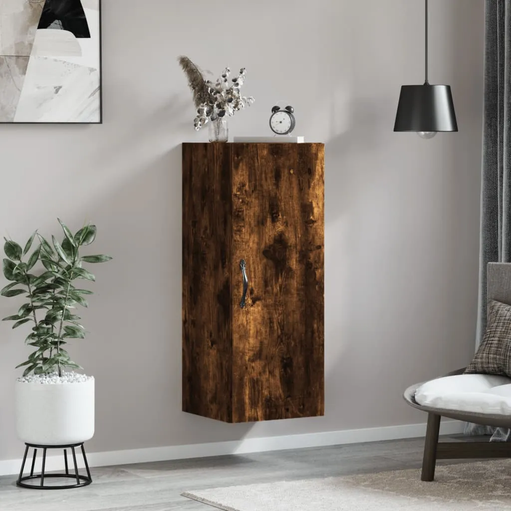 vidaXL Mobile a Parete Rovere Fumo 34,5x34x90 cm in Legno Multistrato