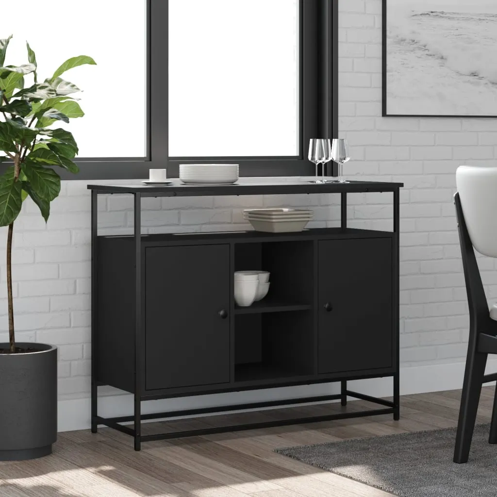 vidaXL Credenza Nera 100x35x80 cm in Legno Multistrato