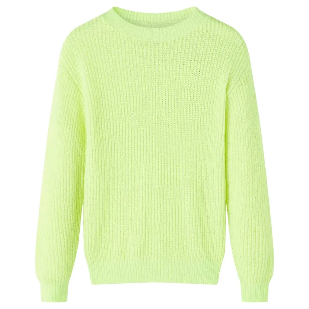 Maglione da Bambina Lavorato a Mano Giallo Neon 104