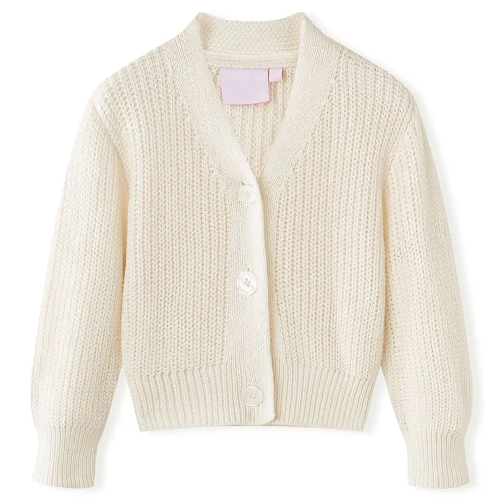 Cardigan da Bambina Lavorato a Maglia Bianco Neve 116